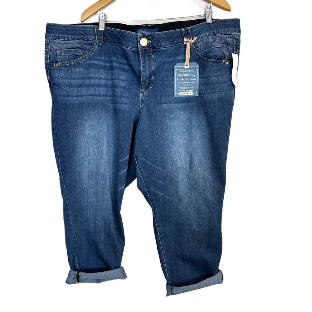 Democracy Ab solution Ankle Crop Jean Dark Wash Denim Women’s Plus Sz 24W NWT‎